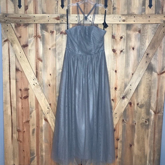 Alfred Angelo Strapless Gray Prom Bridesmaid Dress - Picture 3 of 8